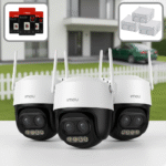 Kit Complet 3 Camere Supraveghere exterior Wi-Fi IMOU Cruiser Z 5MP cu IR 50m, Spotlight, Audio Bidirecțional și Card 64GB