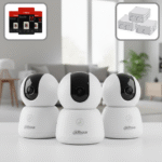 Kit Complet 3 Camere Supraveghere interior Wi-Fi Dahua 5MP PT cu IR 10m, Audio Bidirecțional și Card 64GB