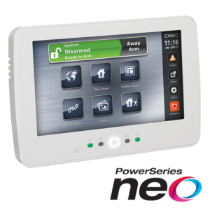 Tastatura touch screen color 7', 128 zone, cititor proximitate, alb, EN/RO, SERIA NEO - DSC HS2TCHPEE1