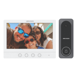 Kit videointerfon analogic, ecran 7', conectare 4 fire pentru 1 familie, IR - HIKVISION DS-KIS212