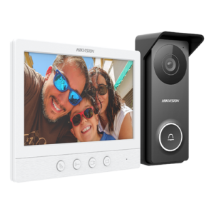 Kit videointerfon analogic, ecran 7', conectare 4 fire pentru 1 familie, IR, IK08 - HIKVISION DS-KIS213