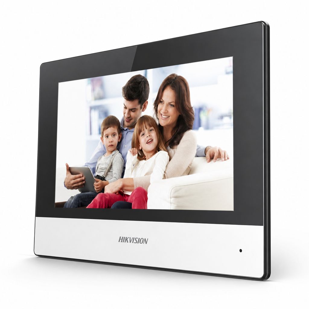 Monitor videointerfon TCP/IP Wireless, Touch Screen TFT LCD 7inch, NEGRU - HIKVISION DS-KH6320-WTE1