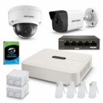 Kit 2 camere mixt ip Hikvision 2mp complet