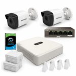 Kit 2 camere exterior IP Hikvision 2mp complet